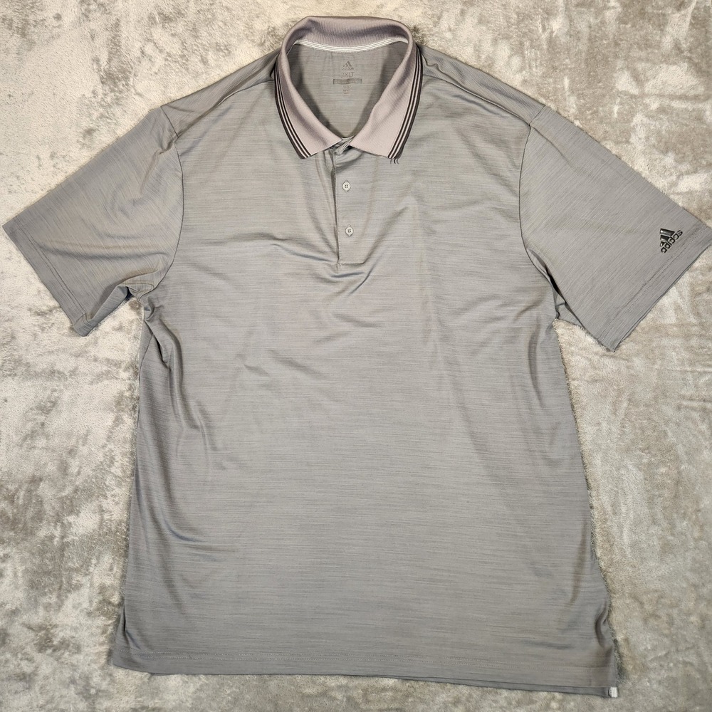 Adidas Golf Polo Mens 2XLT Gray Excellent ADX1368S8 Short Sleeve Performance